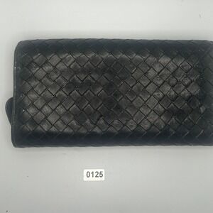 Bottega Veneta Black Intrecciato long wallet Made in Italy#125